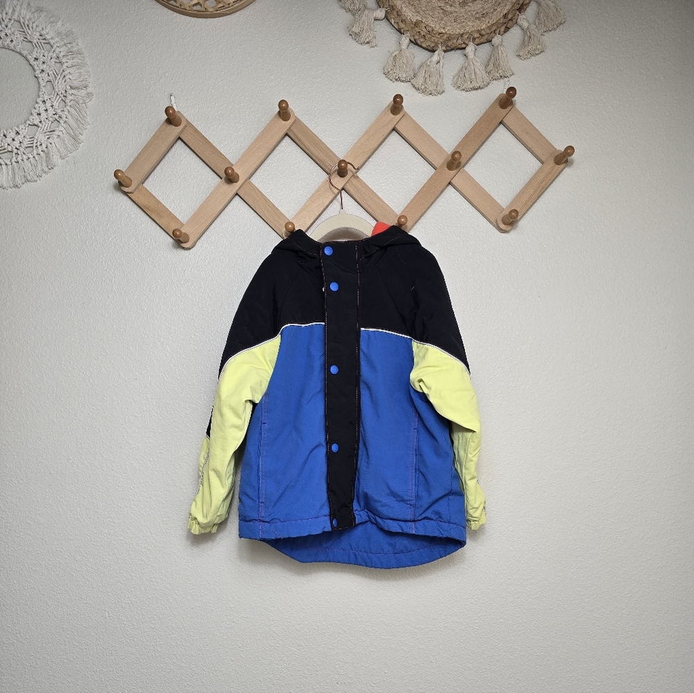 Hanna Anderson Fleece Lined Hooded Winter Colorblock Boys Jacket Size 6/7